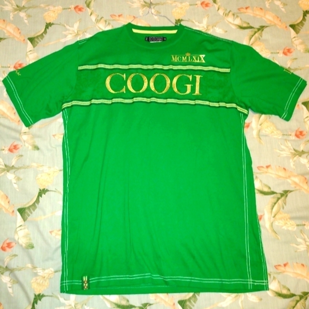 Kelly Green COOGI 2XLT Mens Long T-shirt w/ Gold Embroidery MCMLXIX Series